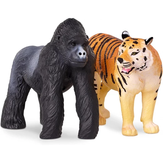 TERRA, Jungle Animals Toy Set Realistic Lion Tiger Gorilla Figures Miniature Wild Jungle Playset Educational Durable Plastic Animals for Kids Age 3 and Up - Terra - Image 6