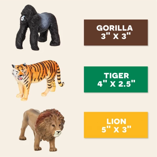 TERRA, Jungle Animals Toy Set Realistic Lion Tiger Gorilla Figures Miniature Wild Jungle Playset Educational Durable Plastic Animals for Kids Age 3 and Up - Terra - Image 9