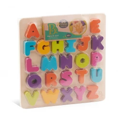 B.Toys Alpha B. tical Wooden Alphabet Puzzle for Toddlers with 26 Chunky Letter Pieces, Educational ABC Learning Puzzle Toy for Letter Recognition, Shape Sorting, Fine Motor Skills Development for Kids 18 Months+