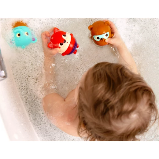 B. Toys, Squish & Splash Bath Toy Set Color Changing Baby Bath Squirts Cat Dog Panda Water Toys 6 Months Interactive Squeeze Splash Bathtub Fun Easy Clean - B. toys - Image 2