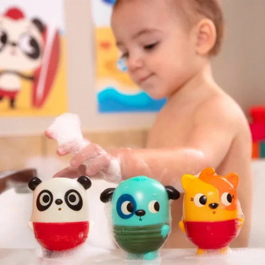 B. Toys, Squish & Splash Bath Toy Set Color Changing Baby Bath Squirts Cat Dog Panda Water Toys 6 Months Interactive Squeeze Splash Bathtub Fun Easy Clean - B. toys - Image 3