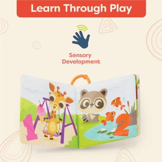 B. Toys, Tub Time Books Numbers Bath Book Waterproof Educational Baby Toy 6 Months Learning Numbers 1 to 6 Animal Illustrations Interactive Bath Time Fun Early Learning - B. toys - Image 3