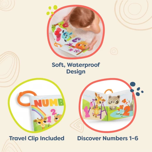 B. Toys, Tub Time Books Numbers Bath Book Waterproof Educational Baby Toy 6 Months Learning Numbers 1 to 6 Animal Illustrations Interactive Bath Time Fun Early Learning - B. toys - Image 4