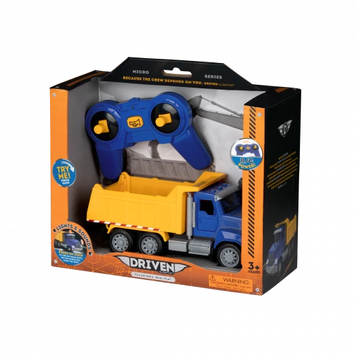 Driven, RC Dump Truck Remote Control Construction Dump Truck with Working Dump Bed Lights and Sounds Micro Series Toy Truck Vehicle for Kids Age 3 Years and Up Driven, RC Dump Truck Remote Control Construction Dump Truck with Working Dump Bed Lights and Sounds Micro Series Toy Truck Vehicle for Kids Age 3 Years and Up
