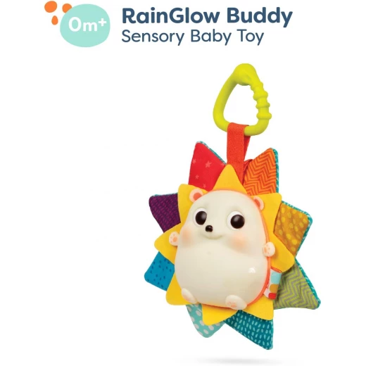 B. Toys, RainGlow Buddy Sensory Baby Hedgehog Toy With Music Lights Soft Fabric And Portable Clip On Design For Newborns And Babies - B. toys - Image 2