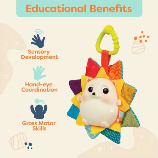 B. Toys, RainGlow Buddy Sensory Baby Hedgehog Toy With Music Lights Soft Fabric And Portable Clip On Design For Newborns And Babies - B. toys - Image 3