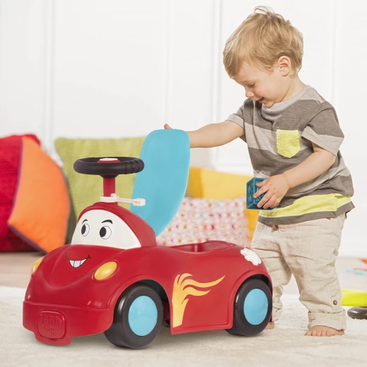 B. Toys, Ride On Race Car Rollin Riders Freddy Zoom Interactive Toddler Ride On Car With Lights Sounds Songs Removable Handle Storage Space Walker Toy For Kids 1 Year Plus - B. toys - Image 4
