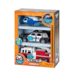 Driven, Micro Rescue Fleet Emergency Vehicle Toy Set Fire Truck Police SUV Helicopter with Lights and Sounds Kids Rescue Vehicles Playset Age 3+ - Driven