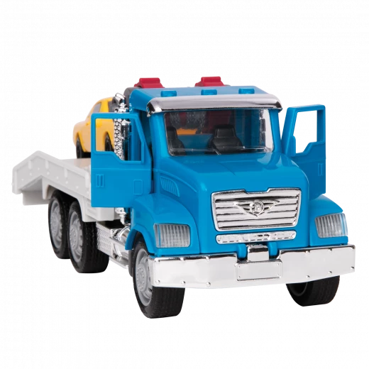 Driven, Micro Tow Truck Toy Vehicle with Towing Hook Pulley System Ramp Opening Doors Hood Flashing Lights and Sounds Rescue Toy Truck with Toy Car for Kids Age 3 Years and Up - Driven - Image 2