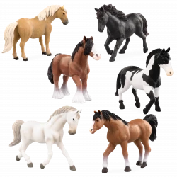 TERRA, Miniature Horse Figures Toy Set Realistic Plastic Horse Animals for Kids American Paint Horse Arabian Stallion Clydesdale Shetland Pony Educational Farm Toy 3+