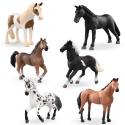 TERRA, Miniature Horse Figures Toy Set Realistic Plastic Horse Animals for Kids Appaloosa Tinker Pinto Thoroughbred Arabian Tennessee Walking Horse Educational Farm Toy 3+