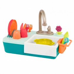 B. Toys, Splash-n-Scrub Sink Kitchen Sink Play Set Running Water Color Changing Dishware Educational Pretend Play Set Kids Age 3 Plus Role Play Water Sink Toy Learning Skills Interactive