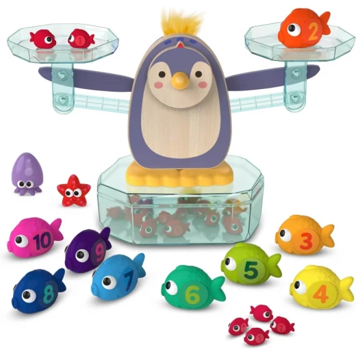 Battat Penguin Math Balance 38-Piece Educational STEAM Toy Set for Kids 3+, Penguin Scale, Balancing Trays, 30 Sea Creature Weights & Playbooks for Counting, Addition, Subtraction & Problem-Solving - Battat - Image 8