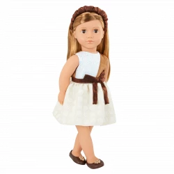 Our Generation, Shelby 18" Fashion Doll with Chocolate-Inspired Dress & Scented Headband for Kids Ages 3+ Brown Eyes Blonde Hair