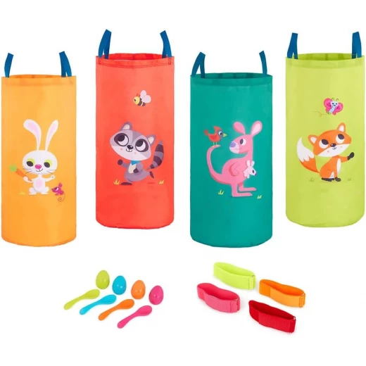 B. Toys, 3 Outdoor Games For Kids Racing Sacks 3 Legged Race Bands Egg And Spoon Game Outdoor Games Galore Party Activity Set For Kids 5 Years Plus Active Group Play Coordination Skills - B. toys - Image 2