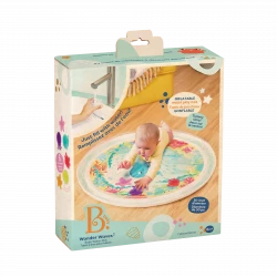 B. Toys, Wonder Waves Baby Water Mat Tummy Time Inflatable Play Mat Sea Animals Sensory Toy 6 Months Leak Proof Foldable Infant Crawling Play