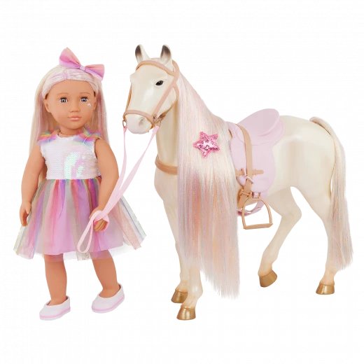 Our Generation, Enchanting Horse 20" Toy with Rainbow Hair & Accessories for Kids Ages 3+ Compatible with 18" Dolls Saddle Bridle Comb - Our Generation - Image 2