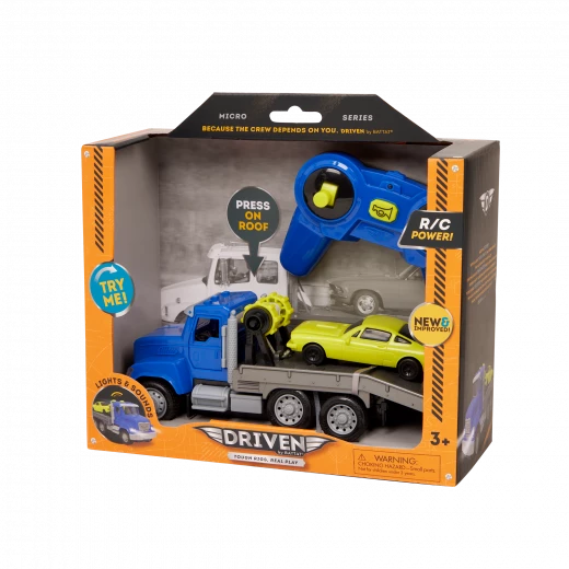 Driven, RC Tow Truck Remote Control Toy Tow Truck with Hook Pulley Ramp Light and Sound Kids Rescue Vehicle Toy Age 3+ Driven, RC Tow Truck Remote Control Toy Tow Truck with Hook Pulley Ramp Light and Sound Kids Rescue Vehicle Toy Age 3+