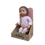 LullaBaby, 14 Inch Baby Doll Lilac Polka Dot Pajama Blue Eyes Soft Cuddly Body Removable Pacifier First Baby Doll Gift for Kids 2 Years and Up - Lullababy
