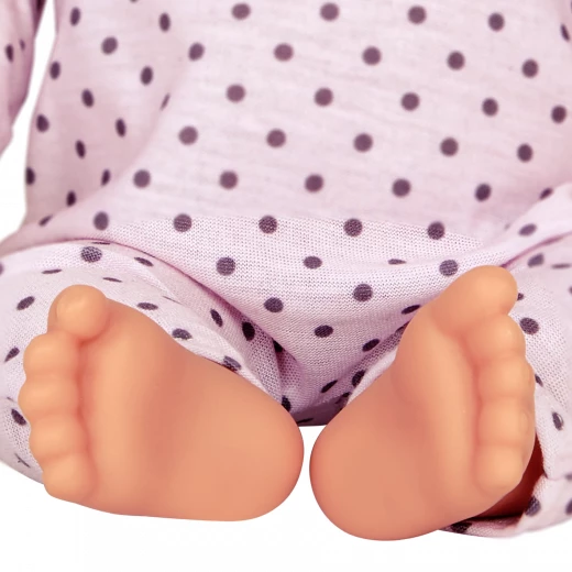 LullaBaby, 14 Inch Baby Doll Lilac Polka Dot Pajama Blue Eyes Soft Cuddly Body Removable Pacifier First Baby Doll Gift for Kids 2 Years and Up - Lullababy - Image 3