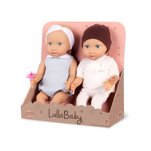 LullaBaby, Twin Baby Dolls Set Boy and Girl 14 Inch Blue Eyes Soft Huggable Body Removable Pacifiers Headband and Hat Fair Skin Perfect for Kids Ages 2 Years and Up Interactive Nurturing Role Play Imaginative Play Gift Set LullaBaby, Twin Baby Dolls Set Boy and Girl 14 Inch Blue Eyes Soft Huggable Body Removable Pacifiers Headband and Hat Fair Skin Perfect for Kids Ages 2 Years and Up Interactive Nurturing Role Play Imaginative Play Gift Set