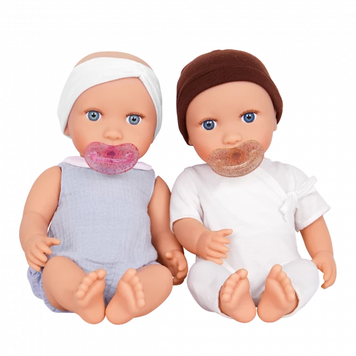 LullaBaby, Twin Baby Dolls Set Boy and Girl 14 Inch Blue Eyes Soft Huggable Body Removable Pacifiers Headband and Hat Fair Skin Perfect for Kids Ages 2 Years and Up Interactive Nurturing Role Play Imaginative Play Gift Set - Lullababy - Image 8