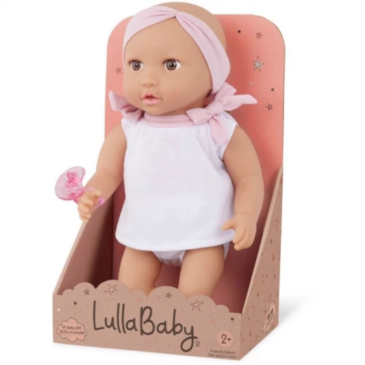 LullaBaby, 14 Inch Baby Doll 2 Piece Outfit Pink Headband Brown Eyes Soft Cuddly Body Removable Pacifier First Baby Doll Gift for Kids 2 Years and Up LullaBaby, 14 Inch Baby Doll 2 Piece Outfit Pink Headband Brown Eyes Soft Cuddly Body Removable Pacifier First Baby Doll Gift for Kids 2 Years and Up