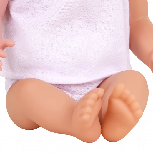 LullaBaby, 14 Inch Baby Doll 2 Piece Outfit Pink Headband Brown Eyes Soft Cuddly Body Removable Pacifier First Baby Doll Gift for Kids 2 Years and Up - Lullababy - Image 5