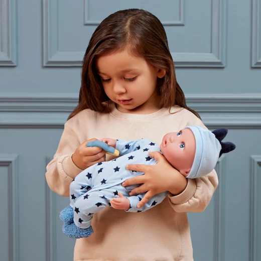 LullaBaby, Baby Doll Bedtime Outfit Blue Pajama Hat Fuzzy Slippers Teether 14 Inch Soft Safe Materials Perfect for Kids Ages 2 Years and Up Interactive Nurturing Role Play Imaginative Nighttime Play Gift Set - Lullababy - Image 2