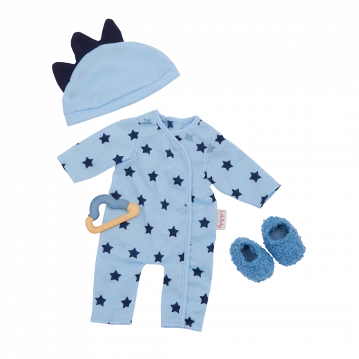 LullaBaby, Baby Doll Bedtime Outfit Blue Pajama Hat Fuzzy Slippers Teether 14 Inch Soft Safe Materials Perfect for Kids Ages 2 Years and Up Interactive Nurturing Role Play Imaginative Nighttime Play Gift Set - Lullababy - Image 4