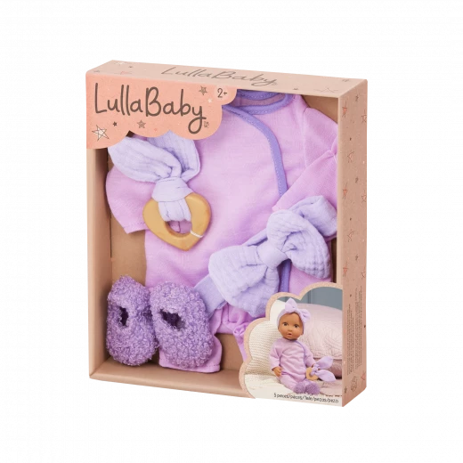LullaBaby, Baby Doll Pajama Outfit Purple Pajama Onesie Headband Fuzzy Slippers Teether 14 Inch Soft Safe Materials Perfect for Kids Ages 2 Years and Up Interactive Nurturing Role Play Imaginative Nighttime Play Gift Set LullaBaby, Baby Doll Pajama Outfit Purple Pajama Onesie Headband Fuzzy Slippers Teether 14 Inch Soft Safe Materials Perfect for Kids Ages 2 Years and Up Interactive Nurturing Role Play Imaginative Nighttime Play Gift Set