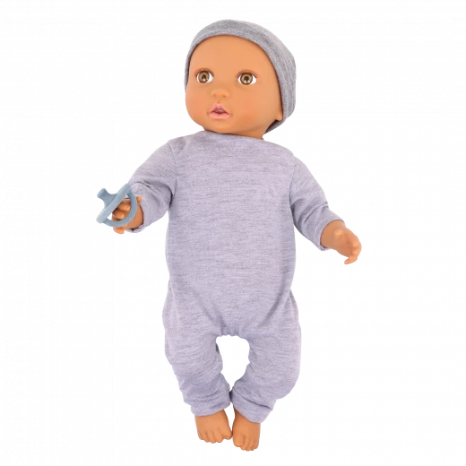 LullaBaby, 14 Inch Baby Doll Jumpsuit and Hat Hazel Eyes Olive Skin Tone Soft Cuddly Body Extra Large Pacifier First Baby Doll Gift for Kids 2 Years and Up - Lullababy - Image 8