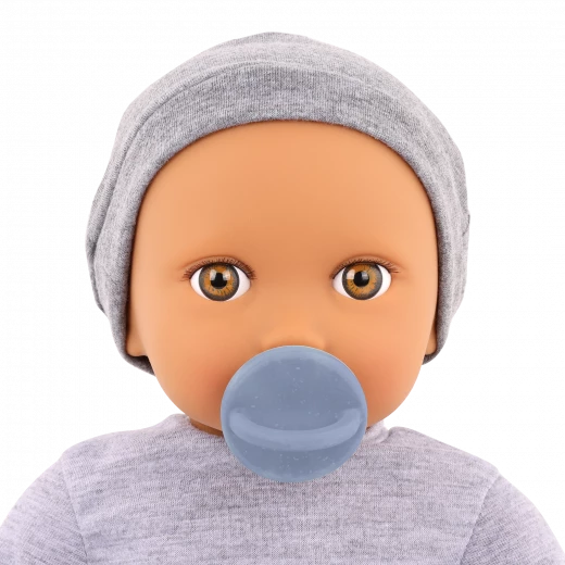 LullaBaby, 14 Inch Baby Doll Jumpsuit and Hat Hazel Eyes Olive Skin Tone Soft Cuddly Body Extra Large Pacifier First Baby Doll Gift for Kids 2 Years and Up - Lullababy - Image 7