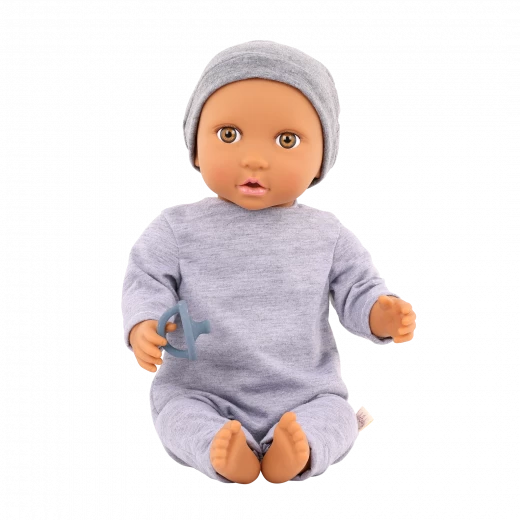 LullaBaby, 14 Inch Baby Doll Jumpsuit and Hat Hazel Eyes Olive Skin Tone Soft Cuddly Body Extra Large Pacifier First Baby Doll Gift for Kids 2 Years and Up - Lullababy - Image 2