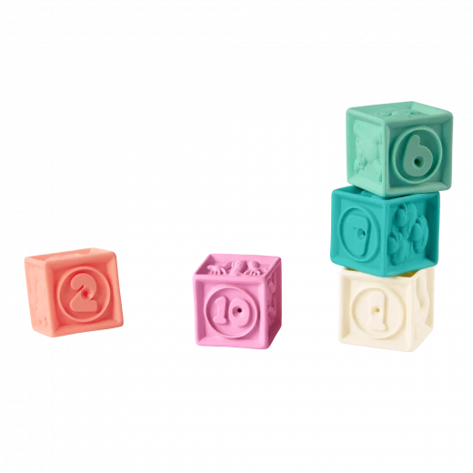 B. Toys, Stacking Cups and Soft Baby Blocks Stackin’ Squishies for Babies 6 Months and Up with 17 Sensory Pieces Numbers Shapes Animals Chew-Friendly Bath Play - B. toys - Image 3