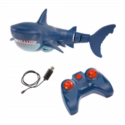 TERRA, RC Great White Shark Remote Control Water Toy Realistic Electronic Swimming Shark Waterproof Rechargeable Battery Pool Bath Toy for Kids 6+