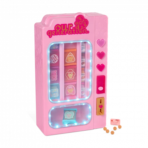 Our Generation, Snacktime Fun Toy Vending Machine Playset for Kids Ages 3+ 18" Doll Accessories 27 Piece Lights Sounds Snacks Coins - Our Generation - Image 2