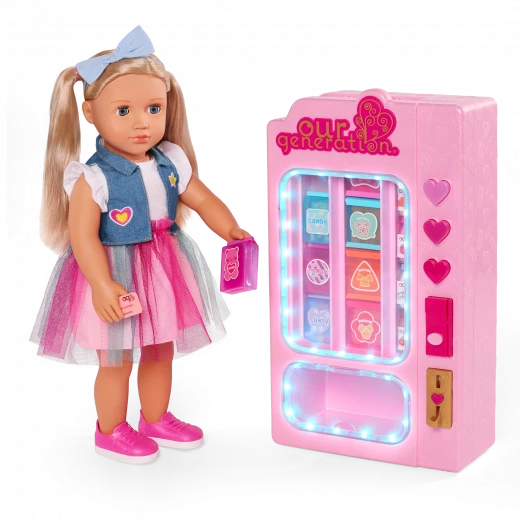 Our Generation, Snacktime Fun Toy Vending Machine Playset for Kids Ages 3+ 18" Doll Accessories 27 Piece Lights Sounds Snacks Coins - Our Generation - Image 3