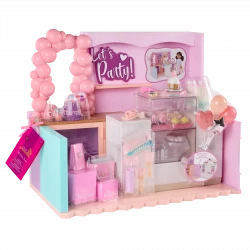 Our Generation, OG Party Shop 59-pc Cake Shop Playset for Kids Ages 3+ 18" Doll Accessories Cupcakes Chocolate Cake Balloon Arch