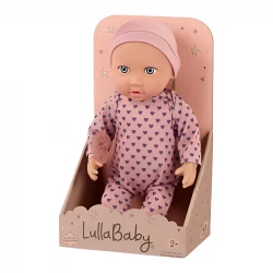 دمية طفل مقاس 14 إنش بيجاما قلوب بنفسجية بعيون رمادية معبرة جسم ناعم قابل للعناق مع عصابة رأس ولهاية مناسبة لعمر 2 سنوات فما فوق دمية أولى مثالية وهدية مميزة من لولا بيبي