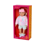 Our Generation, Mandy 18" Doll with Cat-Themed Pajama Outfit for Kids Ages 3+ Gray Eyes Closing Plush Pajamas Hood with Cat Ears - Our Generation