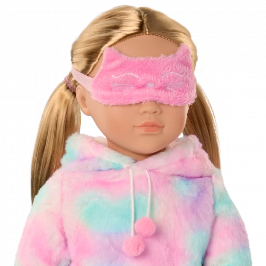 Our Generation, Mandy 18" Doll with Cat-Themed Pajama Outfit for Kids Ages 3+ Gray Eyes Closing Plush Pajamas Hood with Cat Ears - Our Generation - Image 3