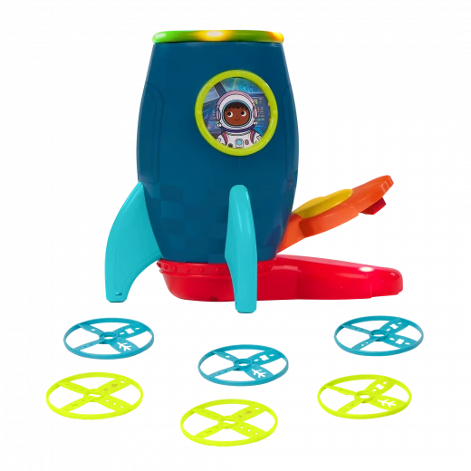 B. Toys, Light-Up Disc Launcher RocketGlow Flying Disc Toy Glow In The Dark Discs Catching Nets Outdoor Indoor Active Play Toy For Kids 4 Years Plus Hand Eye Coordination Game Battery Operated - B. toys - Image 2