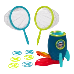 B. Toys, Light-Up Disc Launcher RocketGlow Flying Disc Toy Glow In The Dark Discs Catching Nets Outdoor Indoor Active Play Toy For Kids 4 Years Plus Hand Eye Coordination Game Battery Operated - B. toys