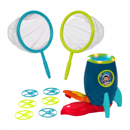 B. Toys, Light-Up Disc Launcher RocketGlow Flying Disc Toy Glow In The Dark Discs Catching Nets Outdoor Indoor Active Play Toy For Kids 4 Years Plus Hand Eye Coordination Game Battery Operated B. Toys, Light-Up Disc Launcher RocketGlow Flying Disc Toy Glow In The Dark Discs Catching Nets Outdoor Indoor Active Play Toy For Kids 4 Years Plus Hand Eye Coordination Game Battery Operated
