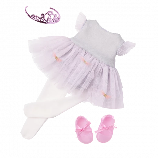 Our Generation, Tutu Cute Ballet Dress Outfit & Accessories for Kids Ages 3+ 18" Doll Clothes Tulle Dress Tiara Pink Ballet Shoes - Our Generation - Image 5