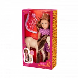 Our Generation, Callie 46 cm Doll with Foal Horse Toy and Hair Styling Accessories Set, Cowgirl Hat Plaid Dress Tall Boots Outfit, Horse Riding Doll Playset for Kids Ages 3+