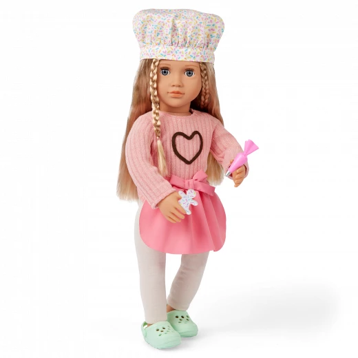 Our Generation, Emery 18" Posable Baking Doll & Storybook Baking with Love Gray Eyes Blonde Hair Chef Hat Apron Accessories - Our Generation - Image 10