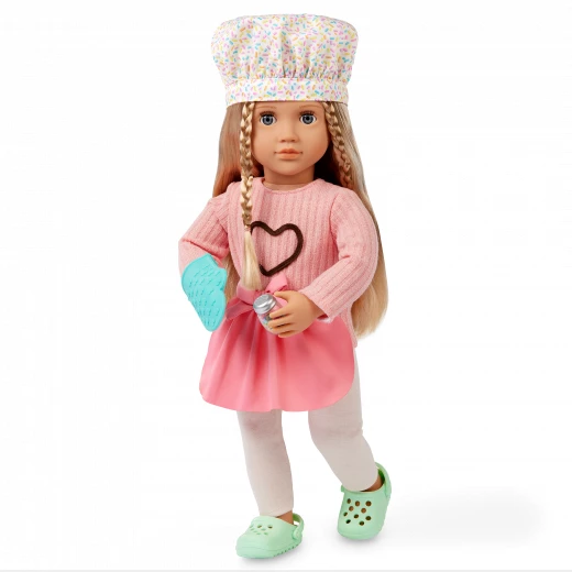 Our Generation, Emery 18" Posable Baking Doll & Storybook Baking with Love Gray Eyes Blonde Hair Chef Hat Apron Accessories - Our Generation - Image 8