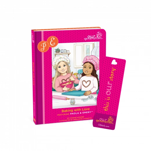 Our Generation, Emery 18" Posable Baking Doll & Storybook Baking with Love Gray Eyes Blonde Hair Chef Hat Apron Accessories - Our Generation - Image 3